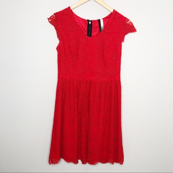 Kensie Dresses & Skirts - Kensie Red Lace Cap Sleeve Dress | Sz Small/4